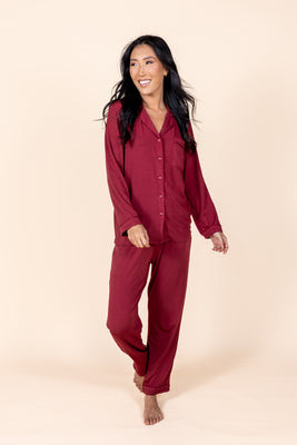 Merlot Long Sleeve & Cropped Pant Pajama Set | In My Sundays
