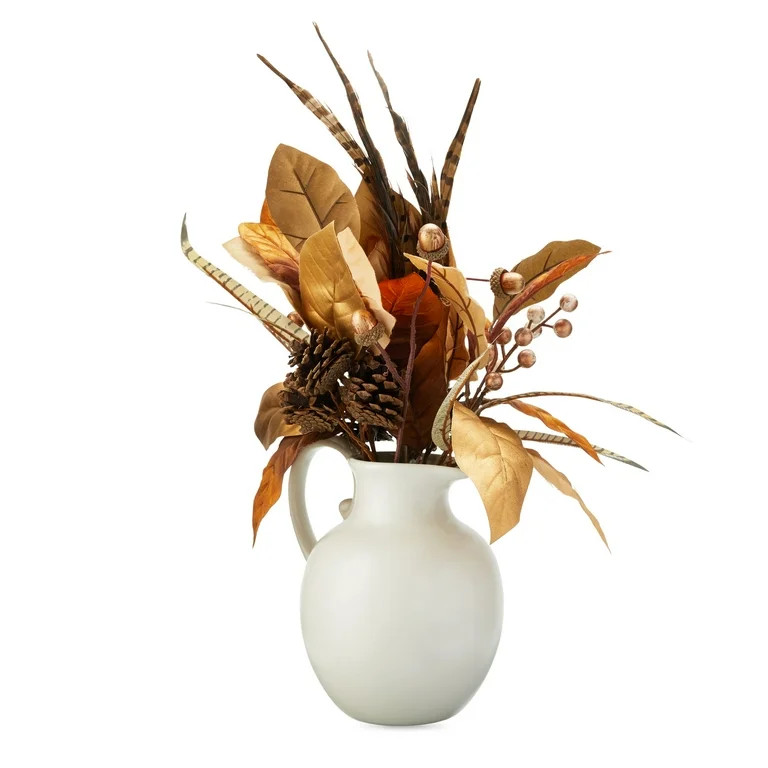 Way To Celebrate White Ceramic Potted Bush, 24''H  Table Top Fall  Decoration | Walmart (US)