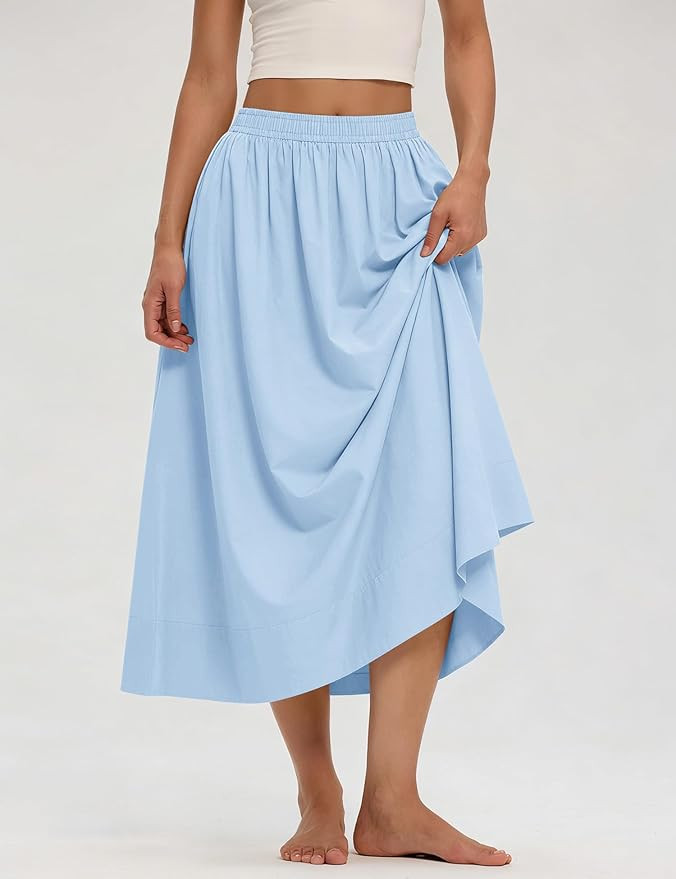 LOMON Women's Maxi Skirt A-Line Cotton Flowy Boho Midi Skirts Summer Spring Beach Casual Vacation... | Amazon (US)