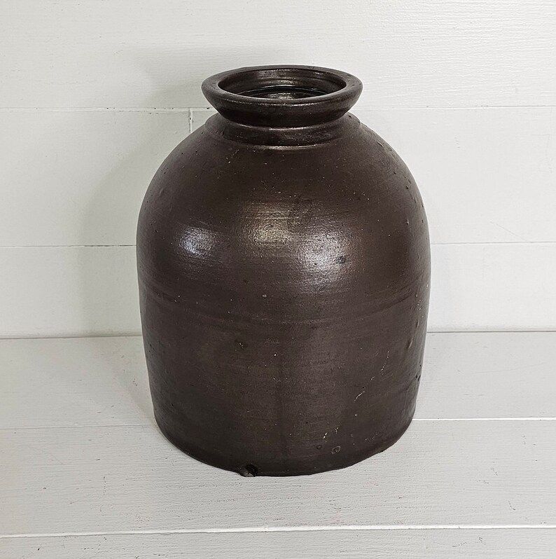 Vintage Brown Salt Glaze Stoneware Crock Jar Farmhouse Decor Stoneware Vase Gift - Etsy | Etsy (US)