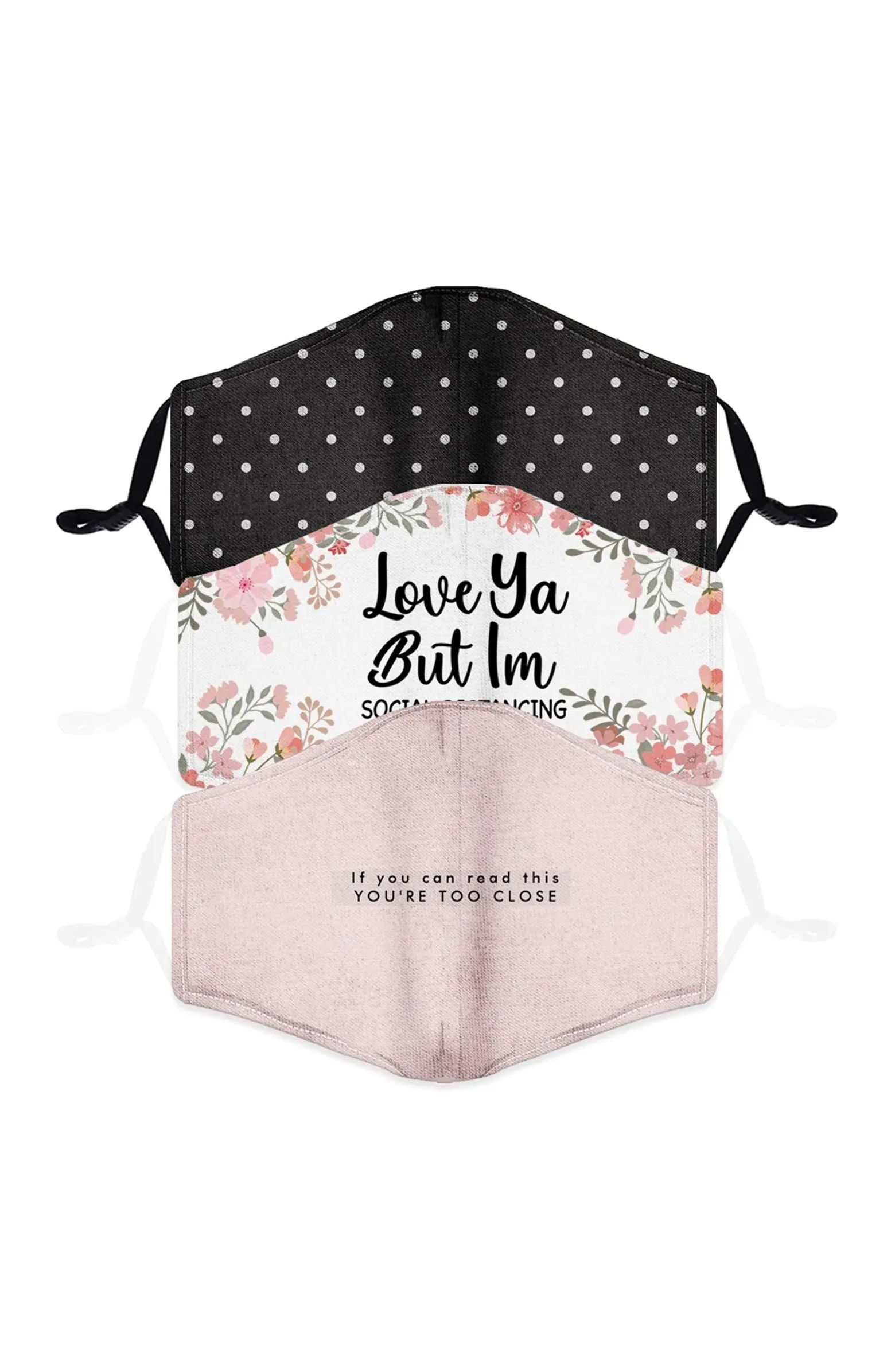 Reusable Fashion Adult Face Mask - Pack of 3 - Quote & Polka Dots | Nordstrom Rack