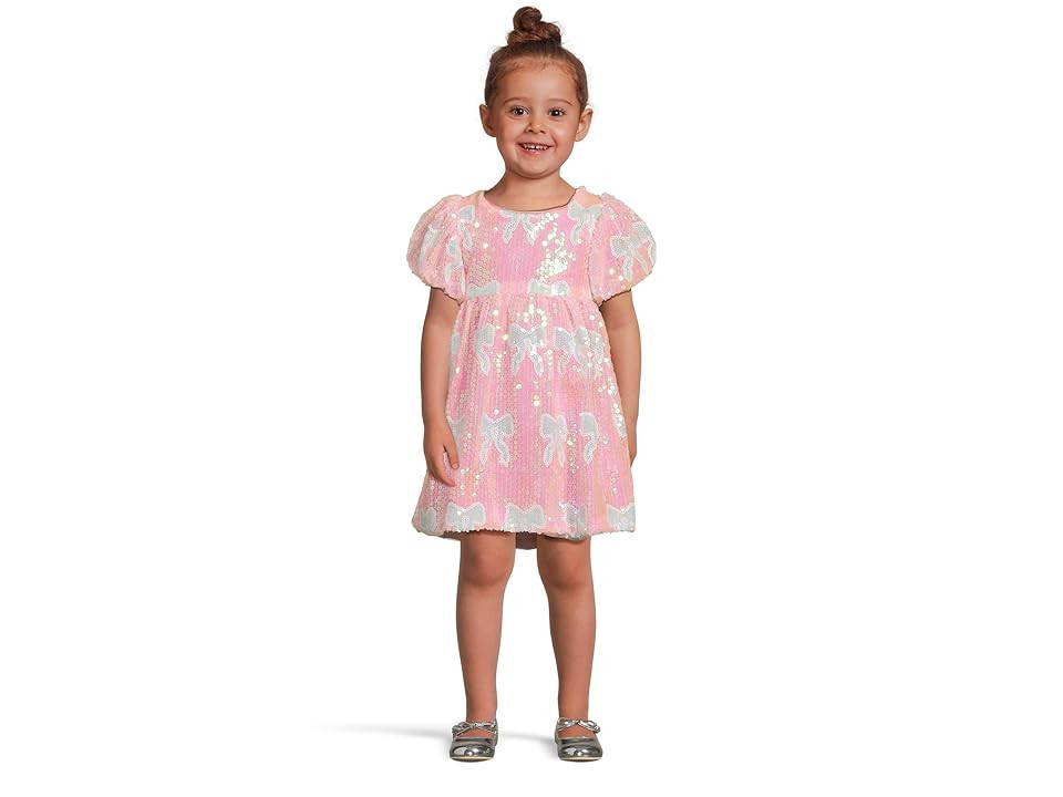 Lola and The Boys Baby Blue Sequin Bow Dress (Infant/Toddler/Little Kid/Big Kid) Girl's Dress Pink : 4 Years (Little Kid), Polyester | Zappos