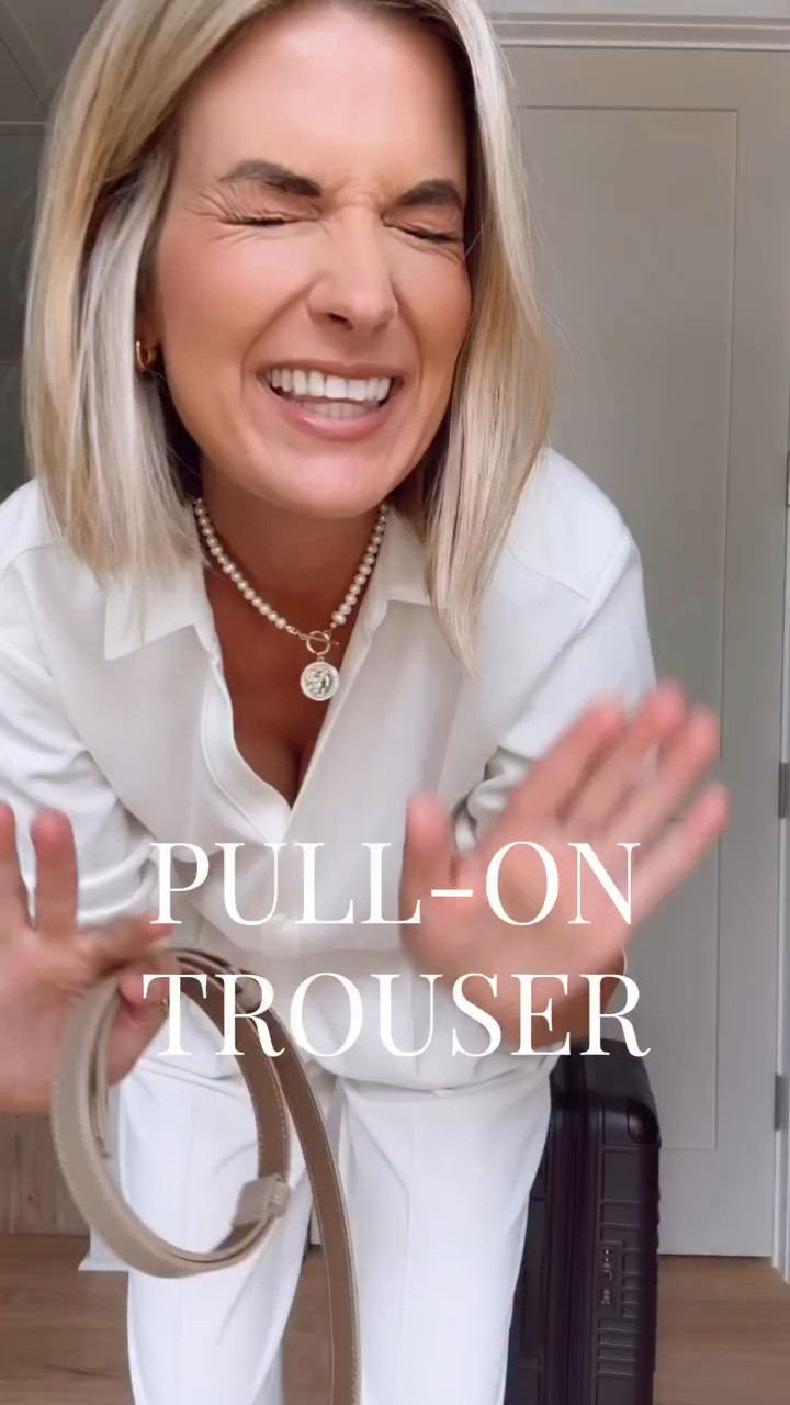 A pull on trouser in the mix 🙌🏻. This one is a lightweight crepe that resists wrinkles - making it perfect for travel!  

 #LTKmomlife #LTKvlog #LTKU