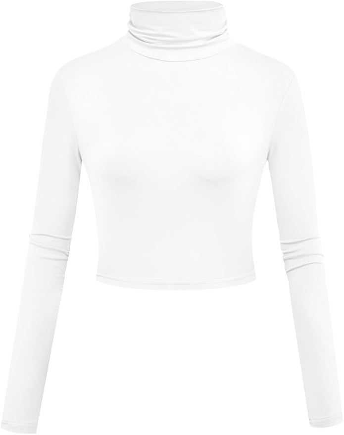 Herou Women Long Sleeve Crop Top Turtleneck Soft Lightweight Basic Slim Fit Tops | Amazon (US)