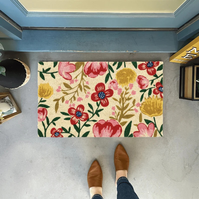 Flower Doormat, Floral Doormat, Spring Welcome Mats, Front Door Decor, Forget Me Knot, Spring Por... | Etsy (US)