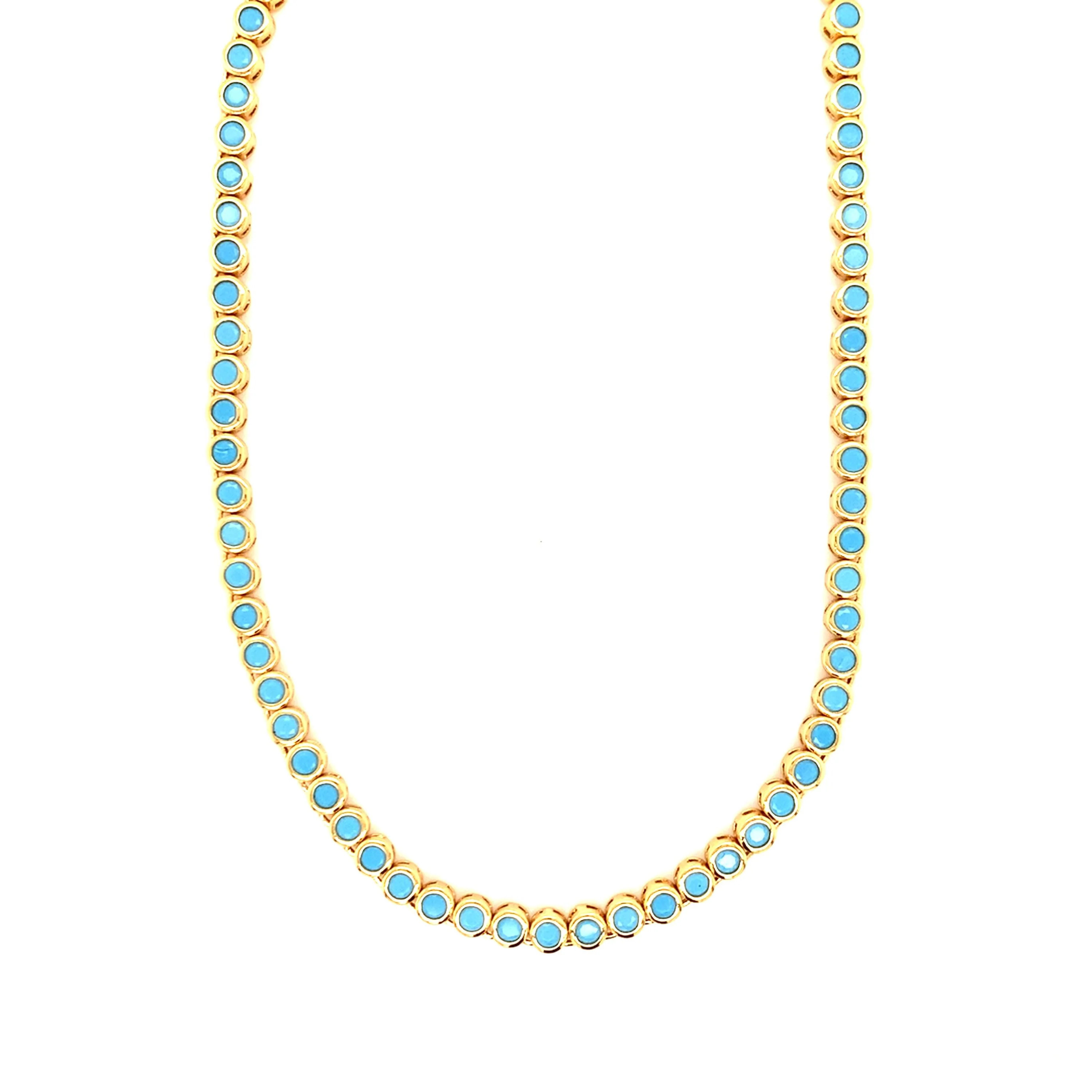 Tanya Teal Gemstone Tennis Necklace | MaLi Beads