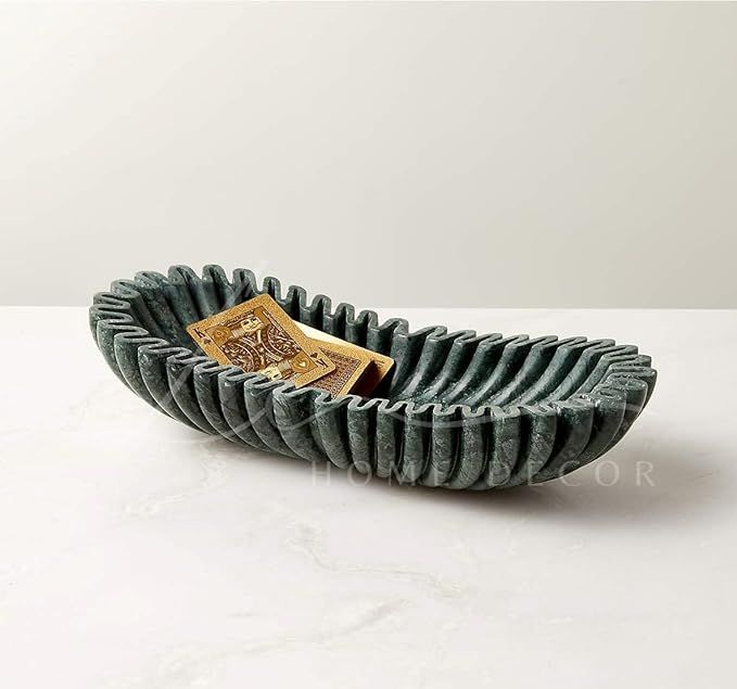 Oval Fluted Green Marble Bowl, Handmade Marble Bowl, Centerpiece Bowl, Home Decor Bowl | Amazon (US)