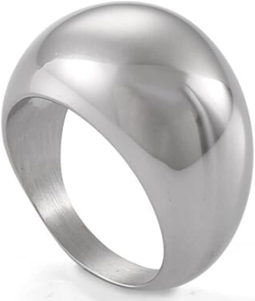 Jude Jewelers Stainless Steel Fat Dome Style Classic Simple Plain Wedding Statement Pinky Ring | Amazon (US)