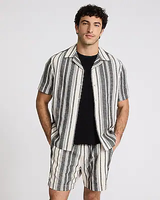 Textured Stripe Short Sleeve Shirt | Express