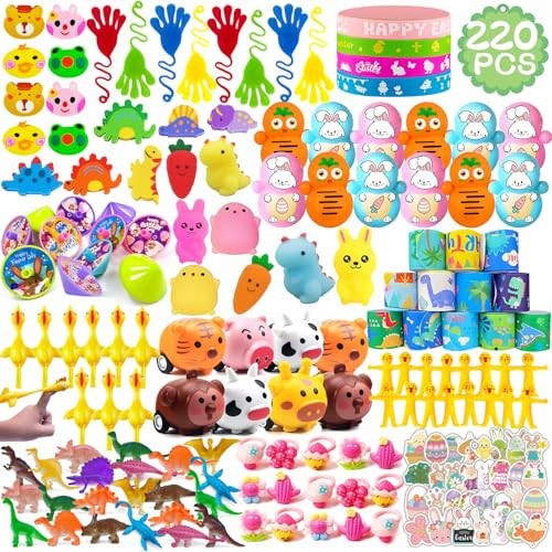 Coneatness 220 Pcs Easter Egg Fillers, Kids Party Favors, Small Toys Easter Basket Stuffers Goodie Bag Treat Bag Stuffers | Amazon (US)