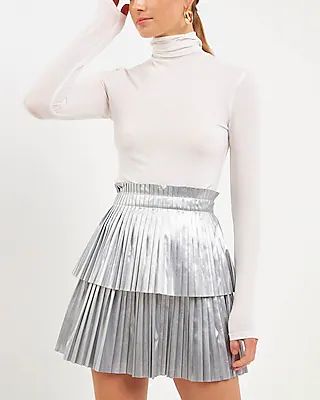 Endless Rose Shiny Pleated Mini Skirt | Express