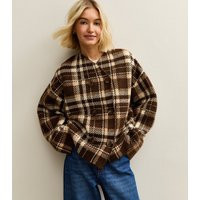 Women's Brown Check Double Breasted Knitted Cardigan New Look | New Look (UK)