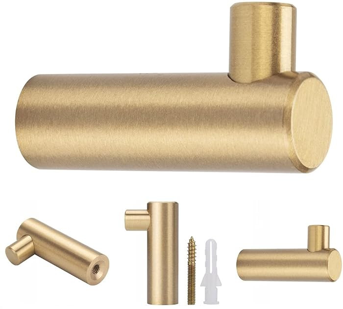 YANGQIHOME Pack of 4, Gold Brass Decorative Wall Hooks Towel Hook, Coat Hook Hangers Wall Mounted... | Amazon (US)
