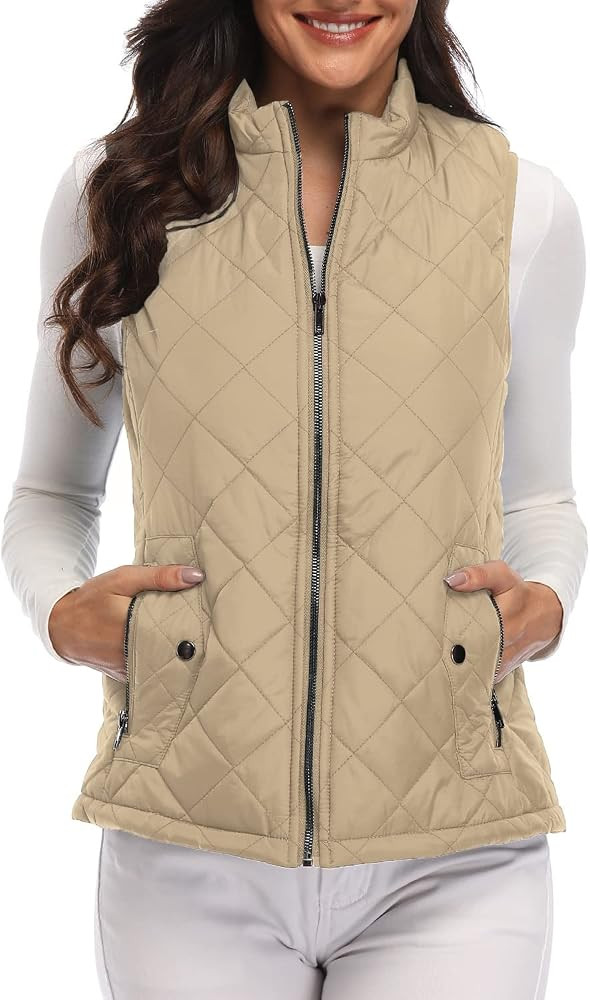 Argstar Women's Vest, Quilted Lightweight Zip Pockets Padded Gilet (XS-2XL) | Amazon (US)