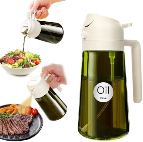 YARRAMATE 16oz/470ml Light-Blocking Dark Oil Sprayer for Cooking, 2 in 1 Olive Oil Dispenser Bott... | Amazon (US)