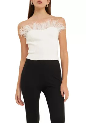 Endless Rose Women's Strapless Knit Feather Top | Belk