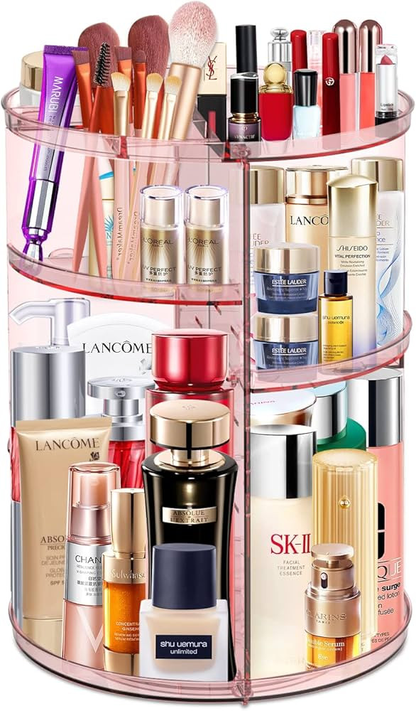 MISERWE Makeup Organizer 360 Rotating Cosmetic Organizer DIY Adjustable Makeup Carousel Spinning Hol | Amazon (US)