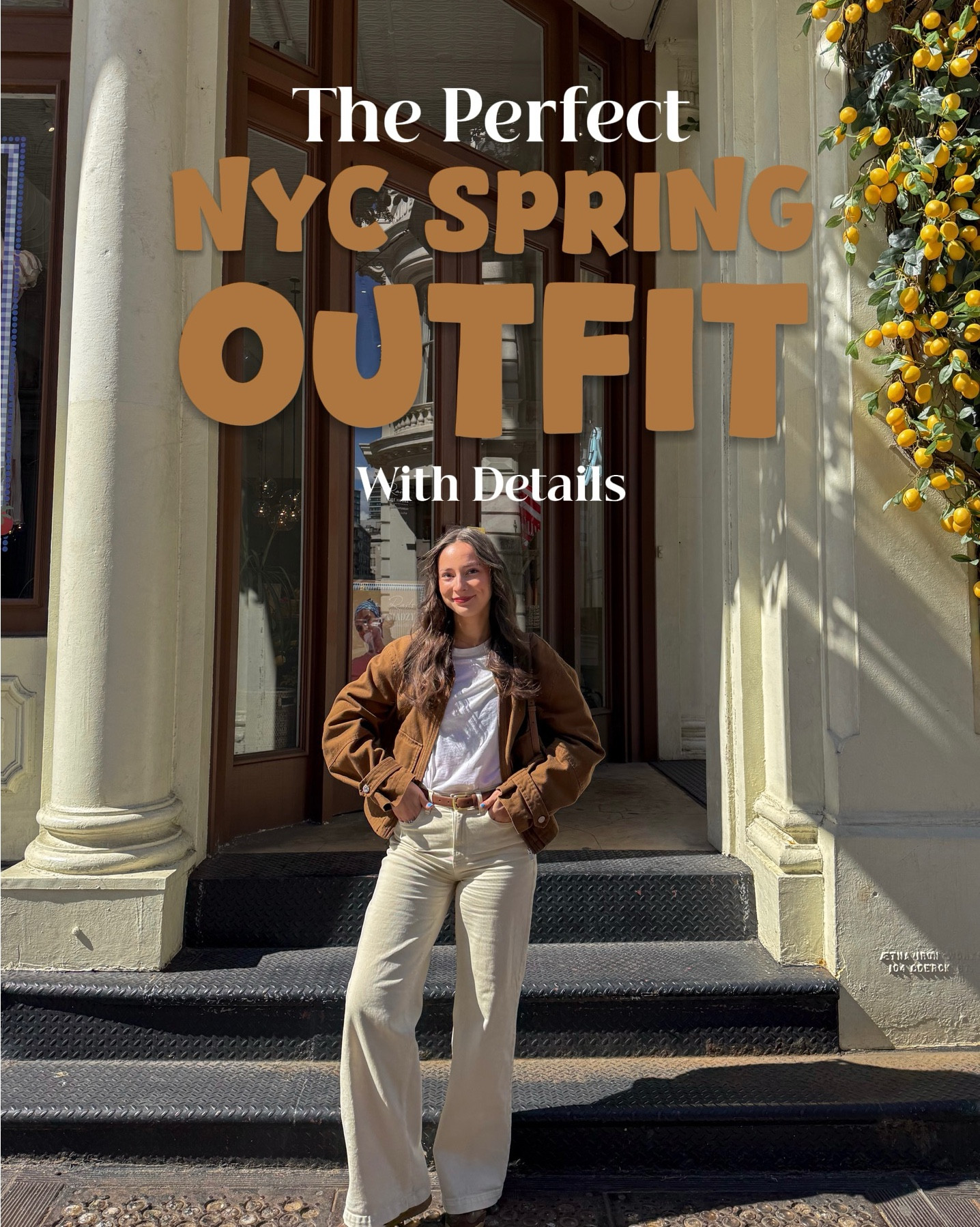 I recently wore this outfit for a NYC date day, and it’s a variation of one of my favorite outfits! Now that the weather is getting a bit warmer, it’s the perfect time to bring out t-shirts, creams, and lighter jackets  Barn jackets have been a staple in many people’s wardrobes for years as the canvas is breathable, warm, and durable for working outdoors. I’m so happy that this trend is coming back from fall as it’s my favorite jacket to throw over any top! I love this House of Harlow barn jacket because of the color. Barn jackets tend to be a light beige but this color is so unique! I sized up for an oversized look, and I highly recommend it! The Sezane Conrad Tee is easily one of my most worn items. It’s a breathable cotton material and it’s not see through. It’s the perfect length for tucking into jeans and is perfectly loose.  The Stride Jean from Gap is my favorite jean! I have it in cream and a medium wash denim and they are the perfect rise and not too wide or too tight in the leg. I love this off-white color because it can be worn any time of year (even winter!) and it won’t look out of place.  Golas are my most worn sneakers! Personally, I ended up removing the insole the sneakers came with because they were so thin and flat. I bought a insoles with an arch support which made these so much more comfortable. I have these Golas in brown and in white. They go with literally any outfit and are a perfect alternative to Sambas (which have been a bit overdone!). Golas are perfect for walking 10k+ steps while in the city.