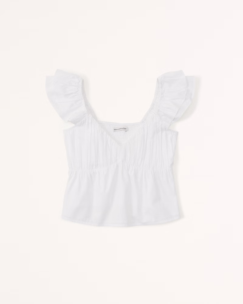 Ruffle Poplin Top | Abercrombie & Fitch (US)