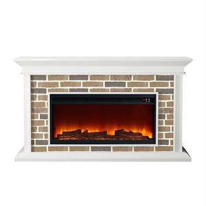 LIVILAND 60" Freestanding Electric Fireplace with Faux Brick Mantle - White | Homesquare