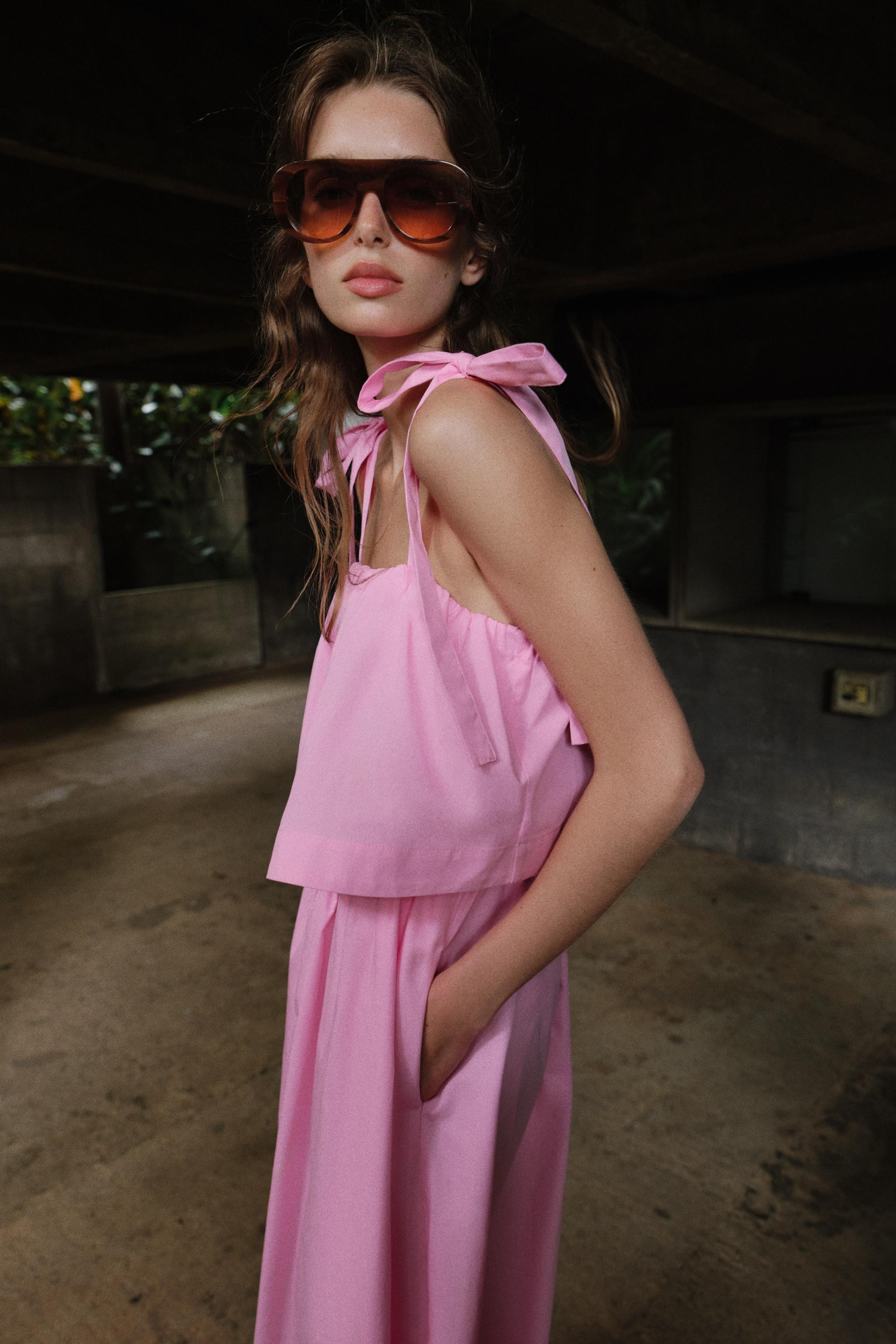 MIDI POPLIN DRESS WITH BOWS | Zara UK