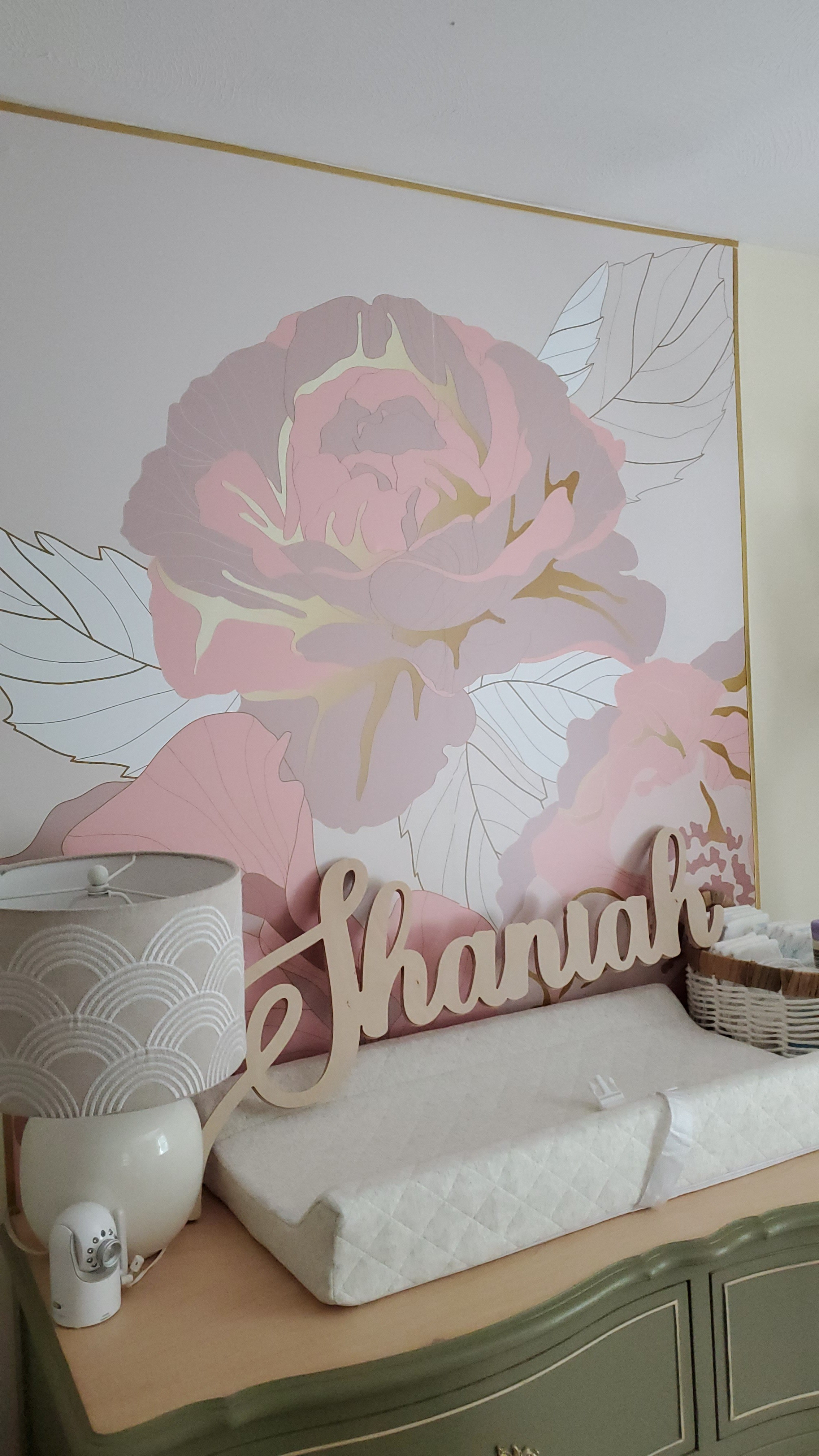 Our baby's changing area with name sign to be hung! 

#LTKKids #LTKBaby #LTKHome