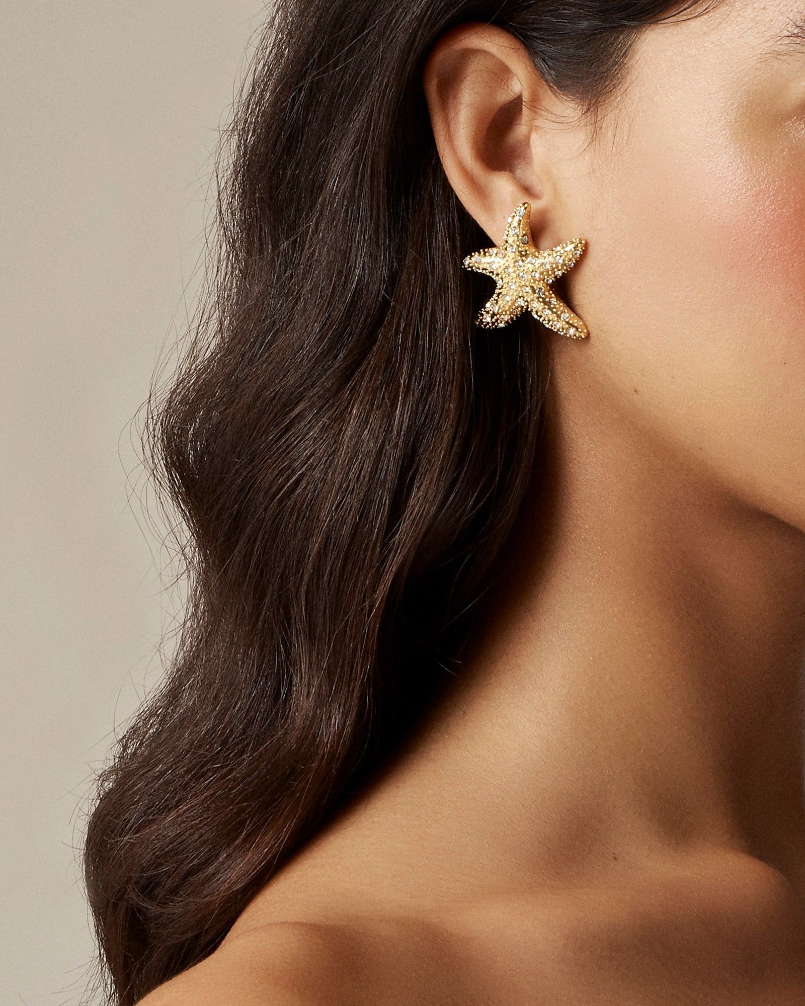 Starfish stud earrings with pavé crystals | J.Crew US