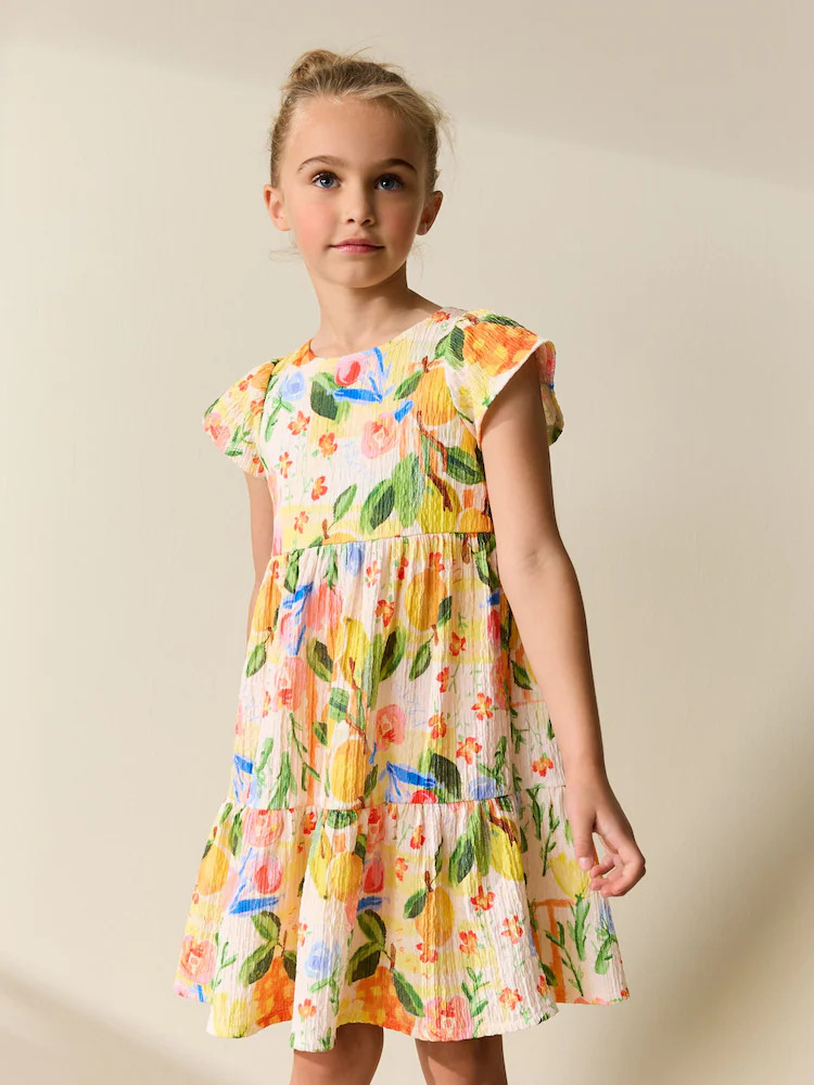 Multi Tropical Angel Sleeve Crinkle Dress (3-16yrs) | Next US