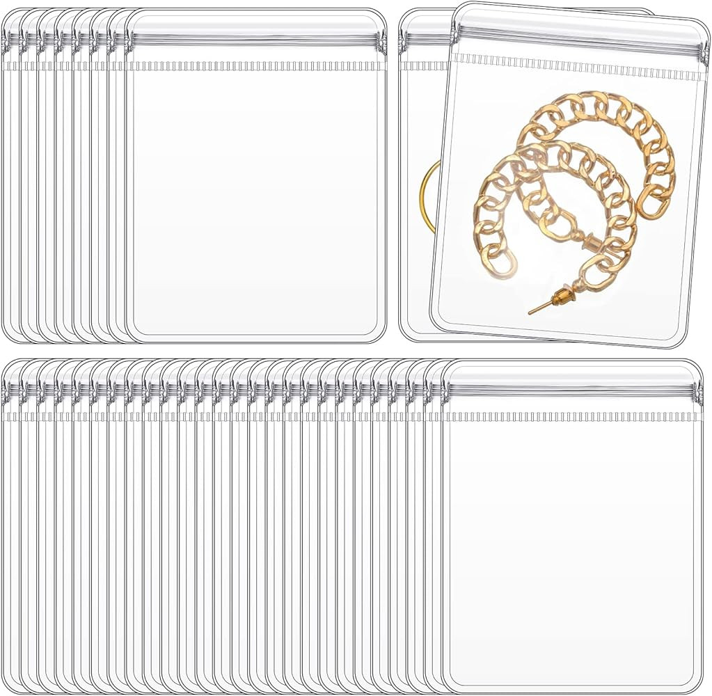 200 Pieces Clear PVC Jewelry Plastic Transparent Bags Zipper Storage Jewelry Bags Self Seal Rings... | Amazon (US)
