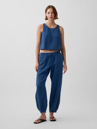 Cotton Gauze Denim Easy Barrel Joggers | Gap (US)
