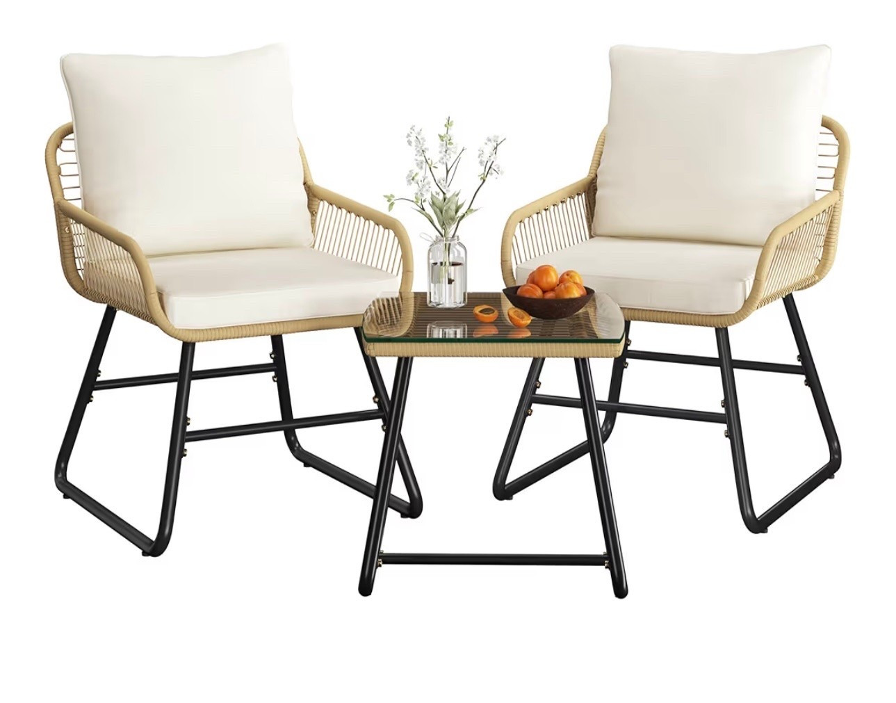 Yaheetech 3 Piece Patio Bistro Set Outdoor Wicker Bistro Furniture Sets, 2 Rattan Chairs and Glass Top Table for Patio, Balcony, Porch, Poolside, Backyard - Tan/Cream

#LTKSeasonal #LTKSaleAlert #LTKHome