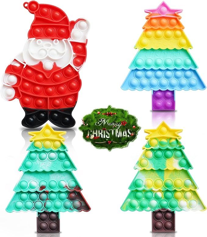 4 Pack Christmas Tree Pop Push Its Fidget Toys,Simple Dimple Christmas Party Decor Santa Claus Ch... | Amazon (US)