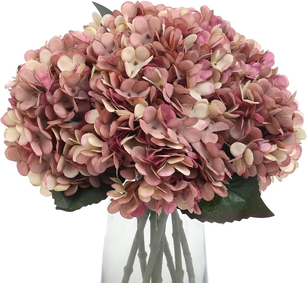 Kimura's Cabin Fake Flowers Vintage Artificial Silk Hydrangea Flowers Bouquets Faux Hydrangea Ste... | Amazon (US)