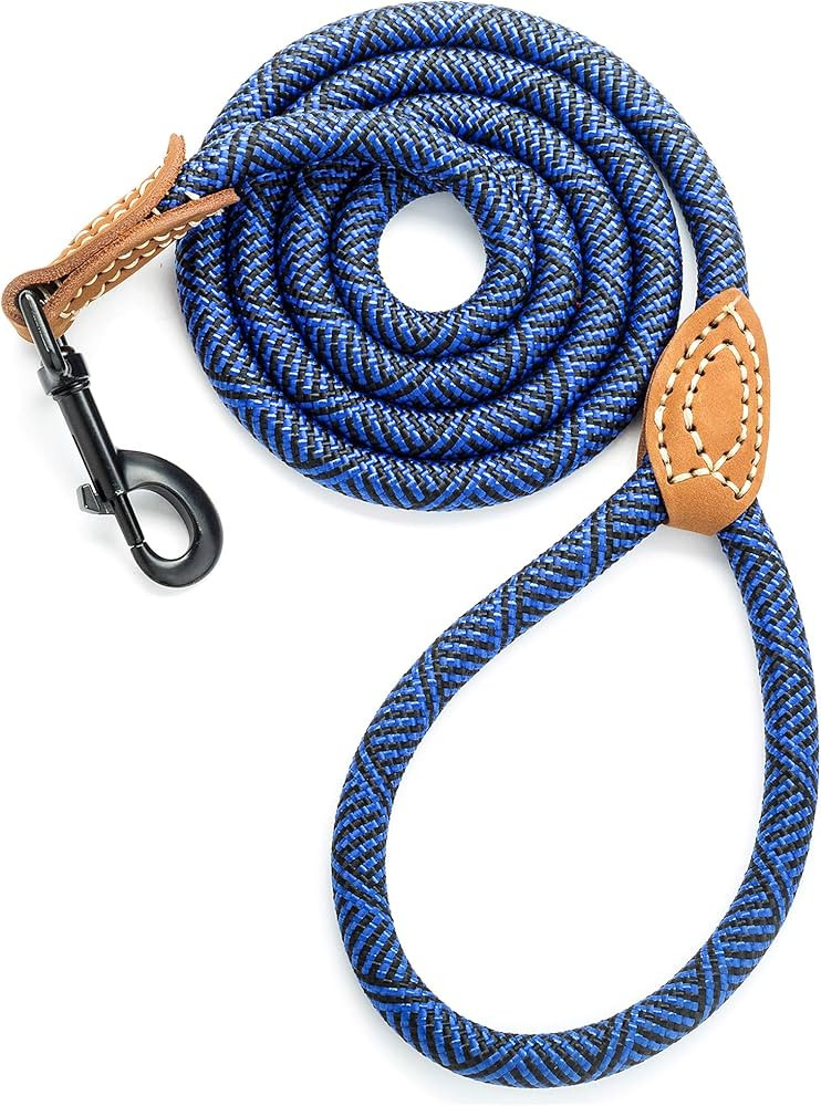 Mile High Life | Mountain Climbing Dog Rope Leash with Heavy Duty Metal Sturdy Clasp | Genuine Le... | Amazon (US)