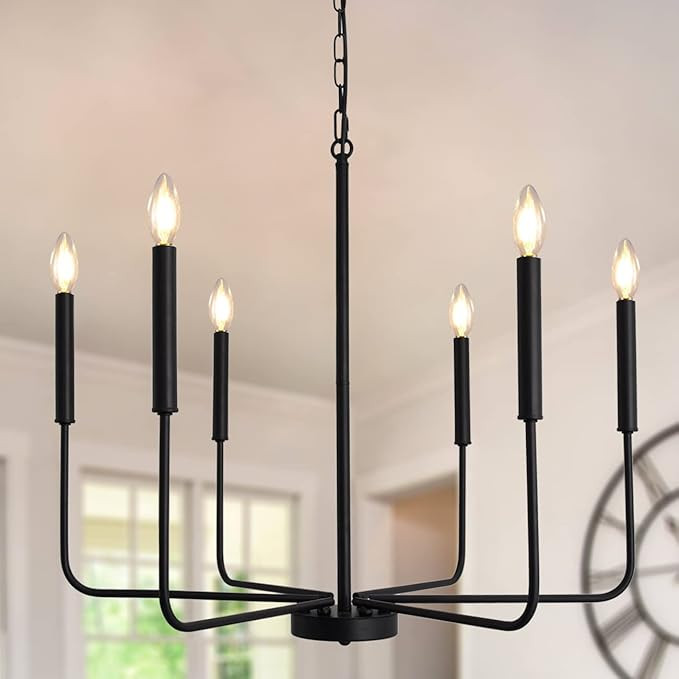 LASENCHOO 6 Light Black Farmhouse Chandeliers Ceiling Lights, Modern Farmhouse Light Fixtures Han... | Amazon (CA)