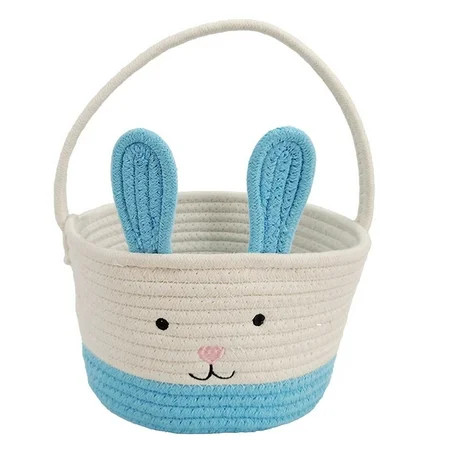 Easter Basket White and Blue Bunny Cotton Basket Rabbit Buckets Easter Tote Bags Children Gift St... | Walmart (US)