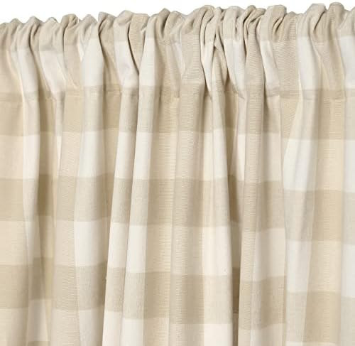 Decoberry Mertie - Buffalo Checks, Beige & White, Set of 2 - 100% Cotton Curtains, Partial Blackout  | Amazon (US)