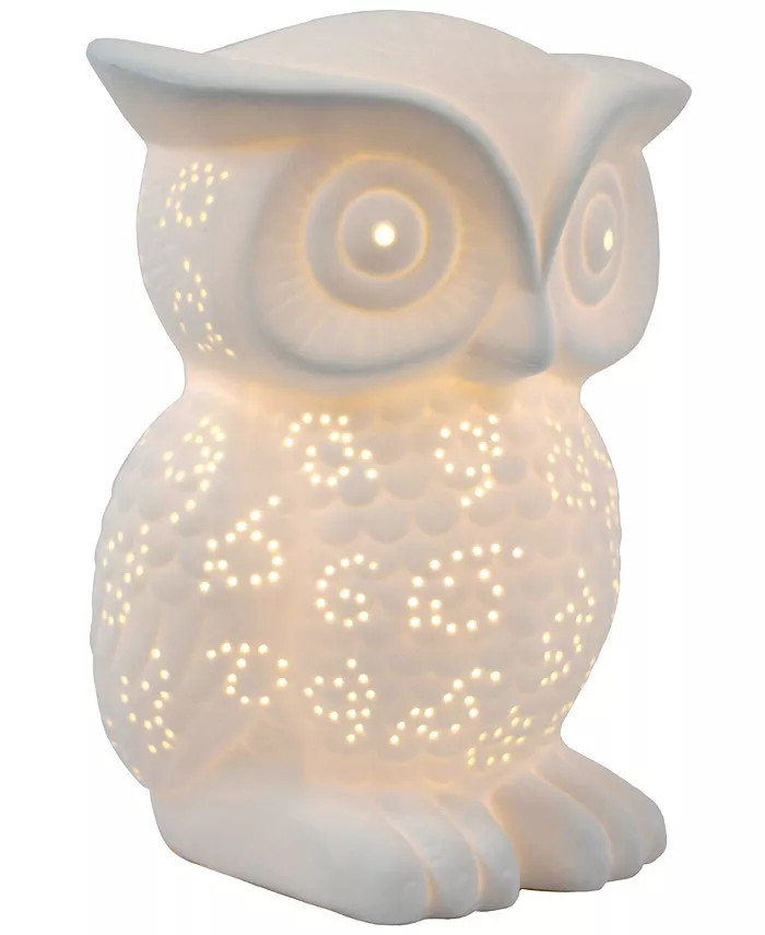 Simple Designs Porcelain Wise Owl Shaped Animal Light Table Lamp | Macys (US)