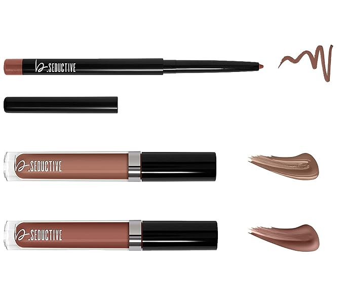 One Click Beauty b.Seductive 3-Piece Lip Kit, Longwear Makeup, Smudge Proof Liquid Lip Colors and... | Amazon (US)