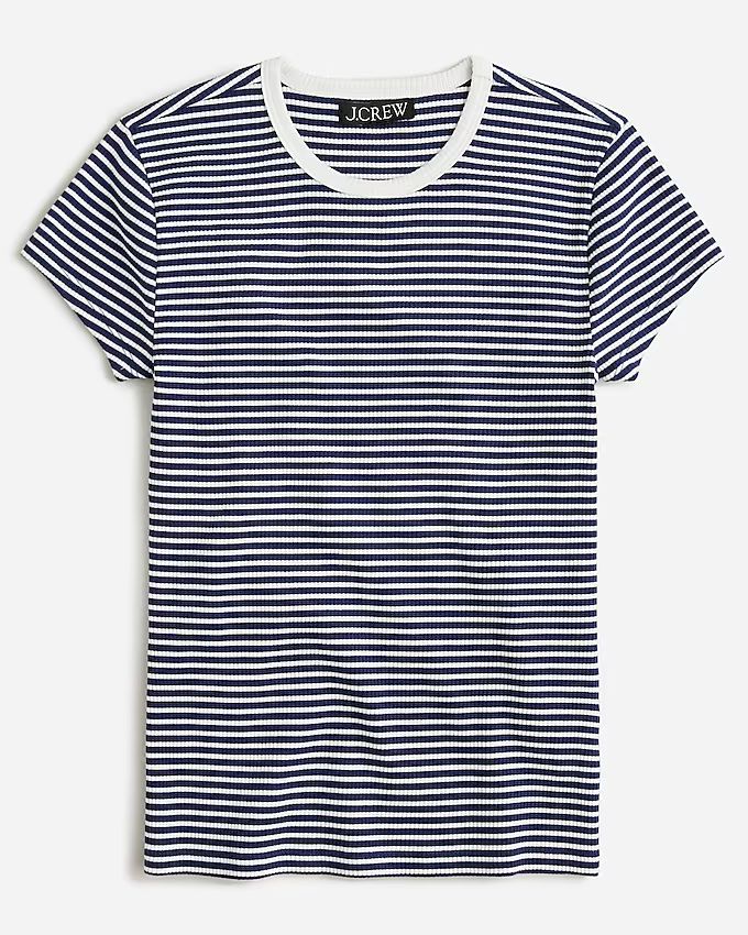 Vintage rib fitted cap-sleeve T-shirt in stripe | J.Crew US