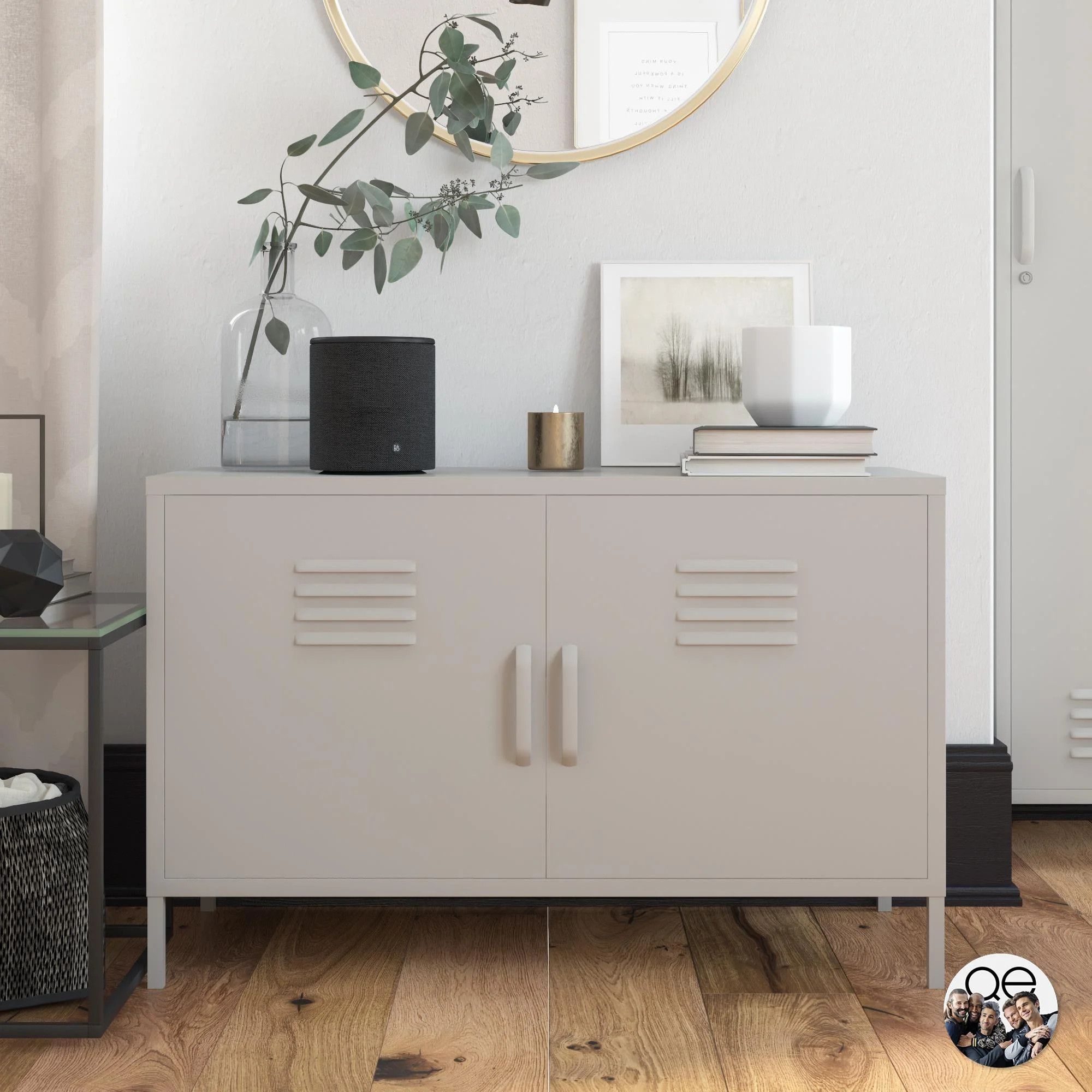 Queer Eye Bradford 2 Door Metal Locker Accent Cabinet, Taupe - Walmart.com | Walmart (US)