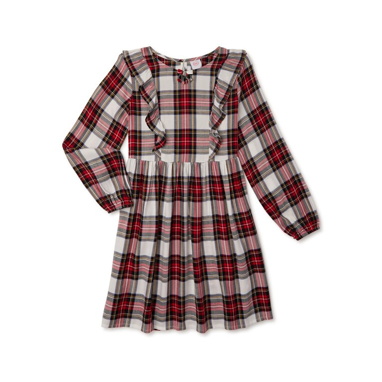 Wonder Nation Girls Ruffle Dress, Sizes 4-18 & Plus - Walmart.com | Walmart (US)