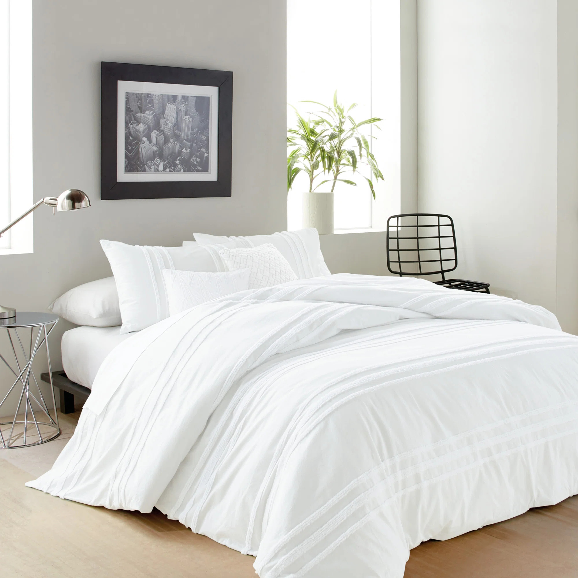 DKNY Chenille Stripe 100% Cotton 3 Piece Comforter Set | Wayfair North America