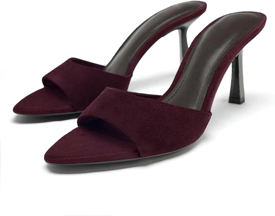 High Heel Mules for Women Slip On Open Pointed Toe Classy Patent Leather Stiletto Pumps Formal Sl... | Amazon (US)