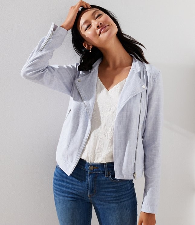 Linen Cotton Moto Jacket | LOFT | LOFT