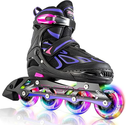 2PM SPORTS Vinal Girls Adjustable Flashing Inline Skates, All Wheels Light Up, Fun Illuminating S... | Amazon (US)