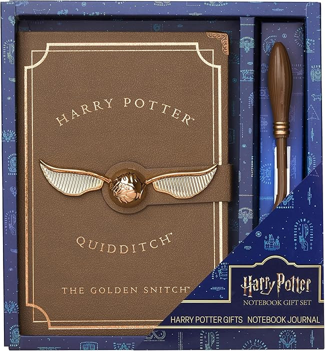 Harry Potter Journal with Broomstick Pen, Hogwarts Faux Leather Hardcover Journal, Golden Snitch ... | Amazon (US)