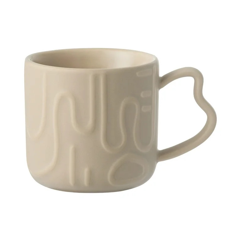 Mainstays 14-oz Brown Embossed Geometric Pattern Glazed Ceramic Mug | Walmart (US)
