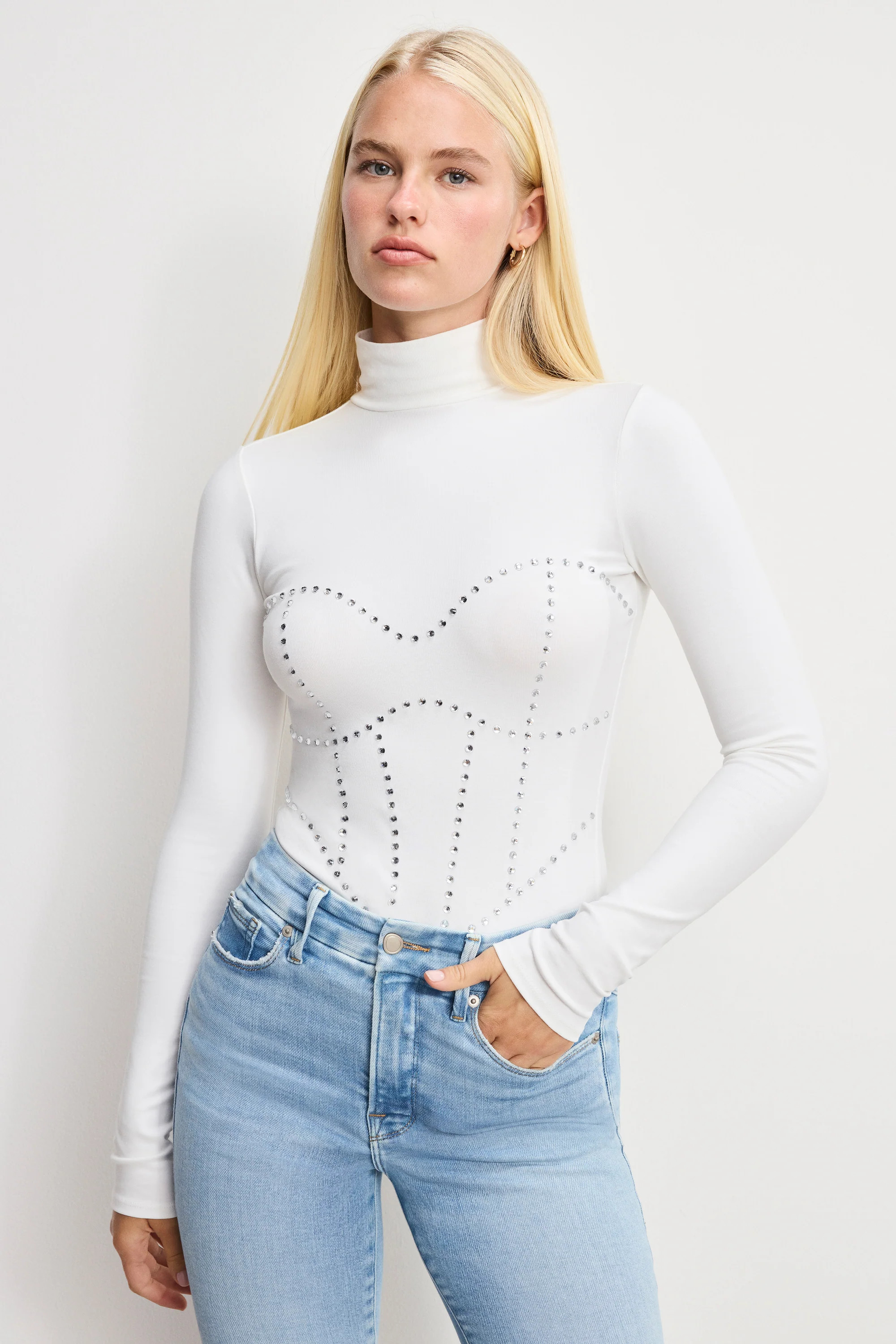 DOLLY CRYSTAL CORSET BODYSUIT | WHITE001 - GOOD AMERICAN | Good American