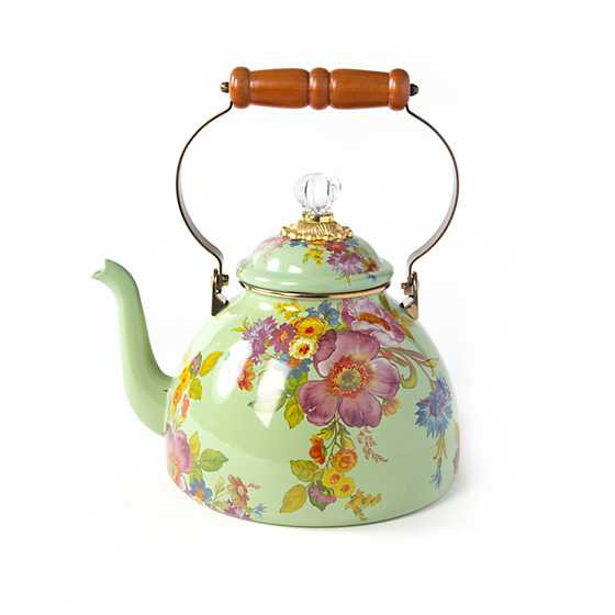 Flower Market 3 Quart Tea Kettle - Green | MacKenzie-Childs